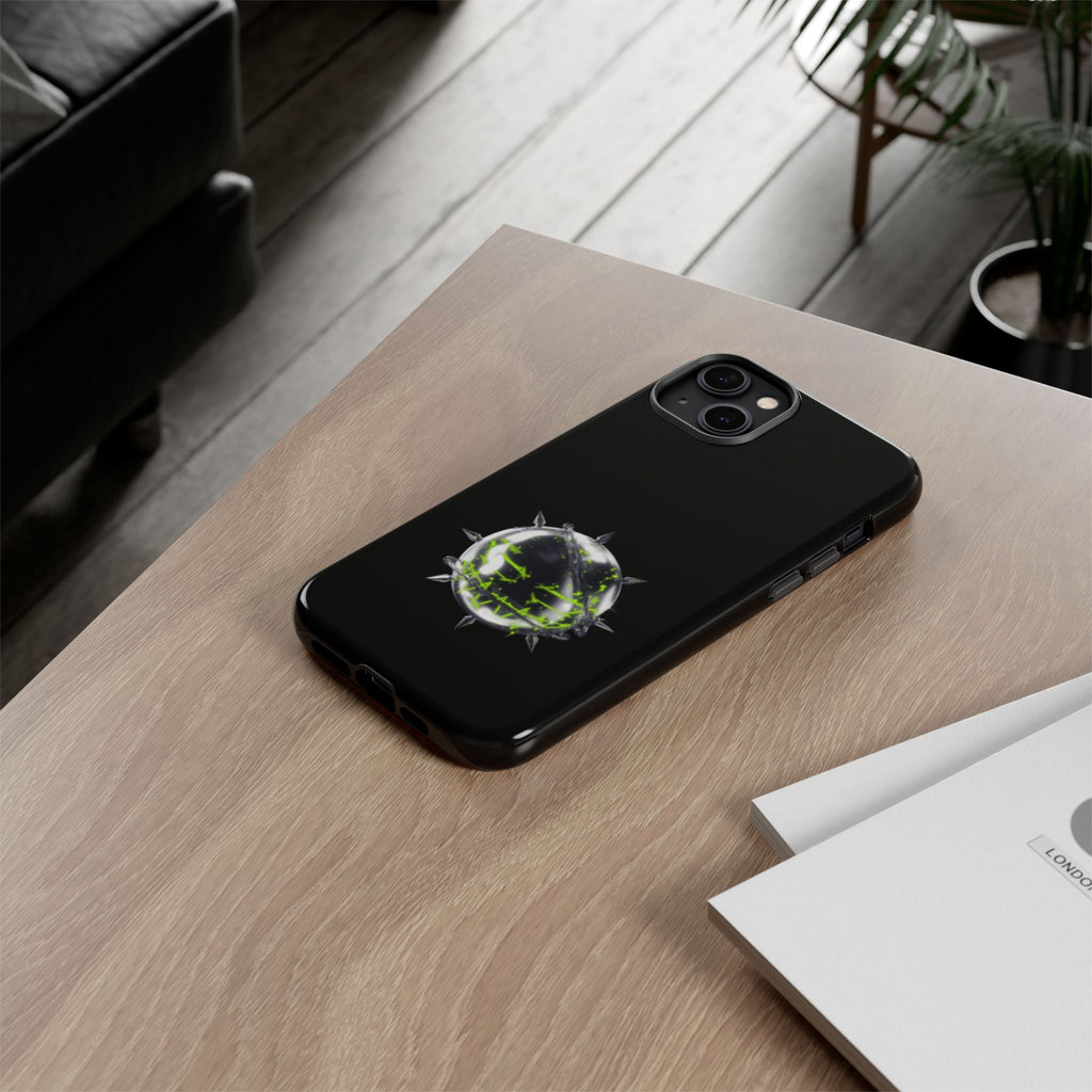Cover per telefono in metallo verde neon