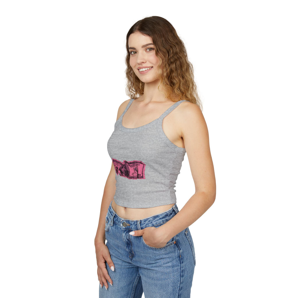 Top corto canotta rosa stropicciata