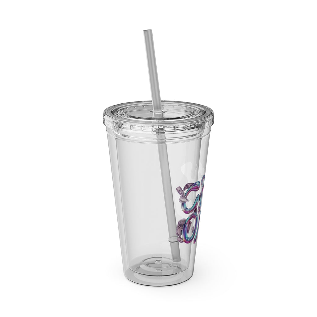 Bicchiere "Solo Contanti" con Cannuccia, 470ml