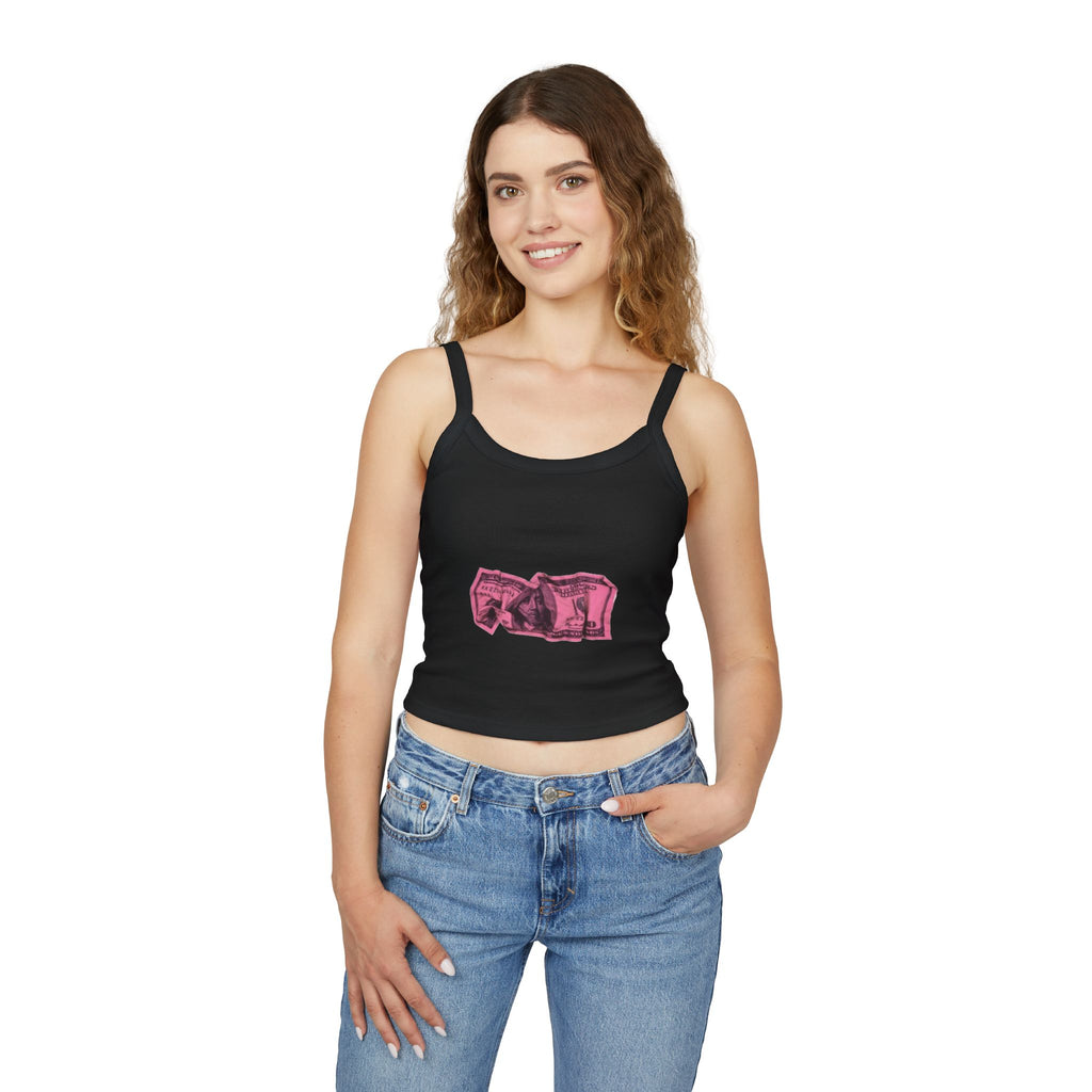 Top corto canotta rosa stropicciata