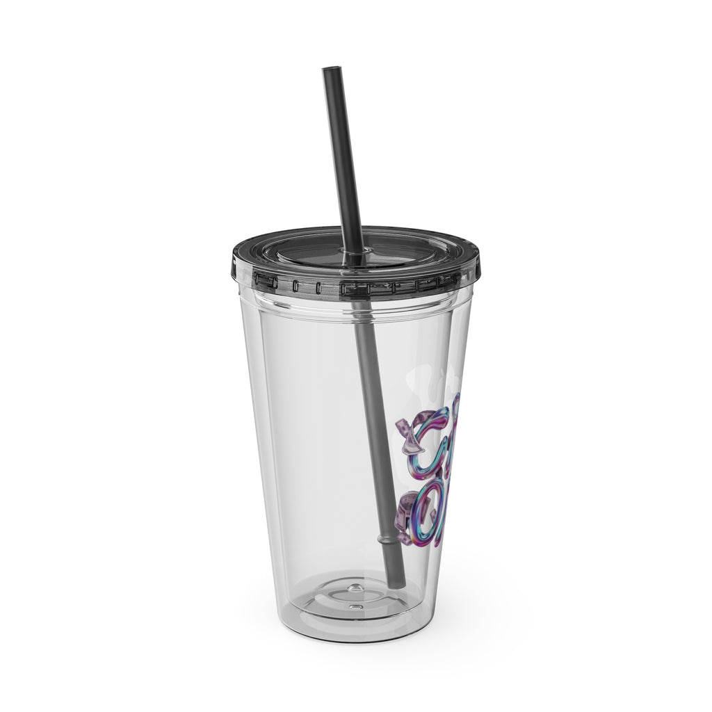 Bicchiere "Solo Contanti" con Cannuccia, 470ml