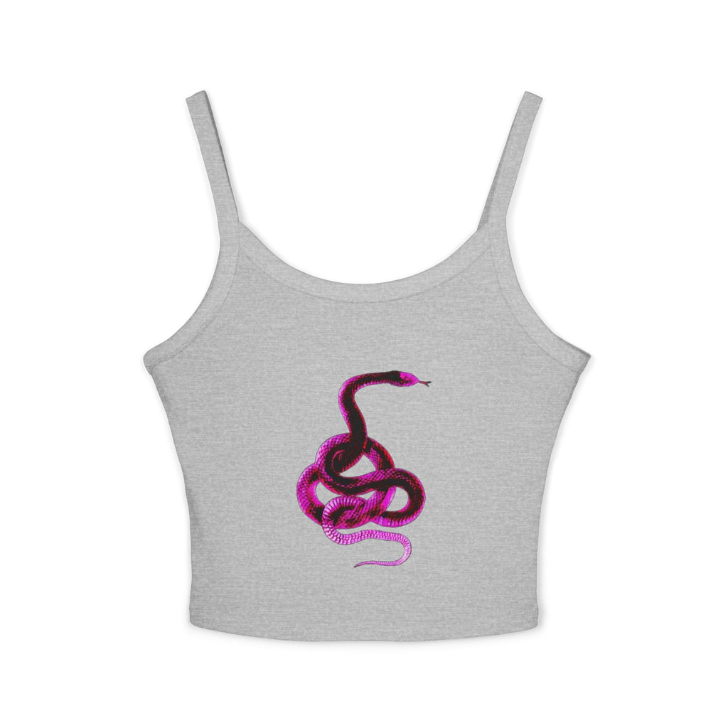 Top corto a canotta rosa con serpente