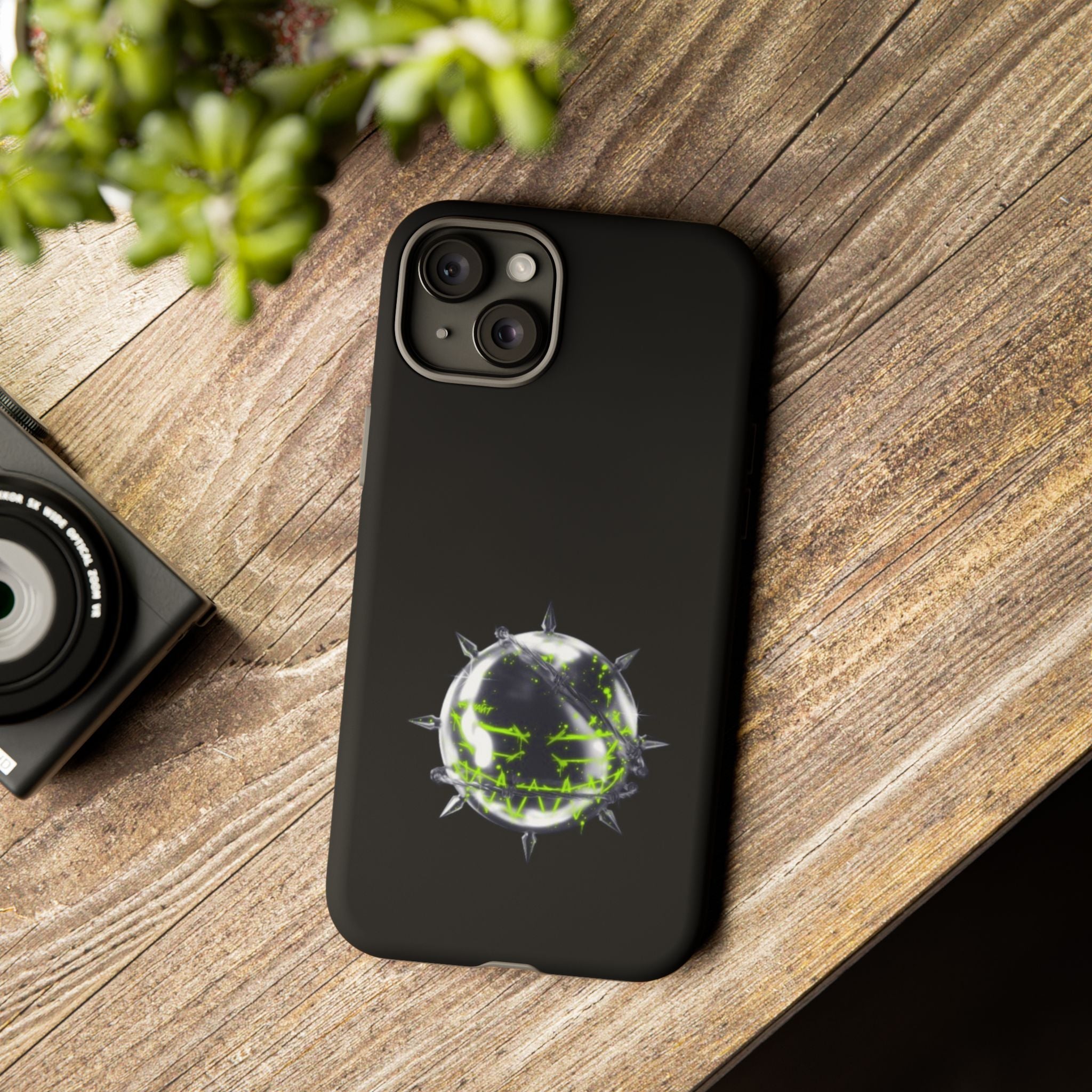 Cover per telefono in metallo verde neon