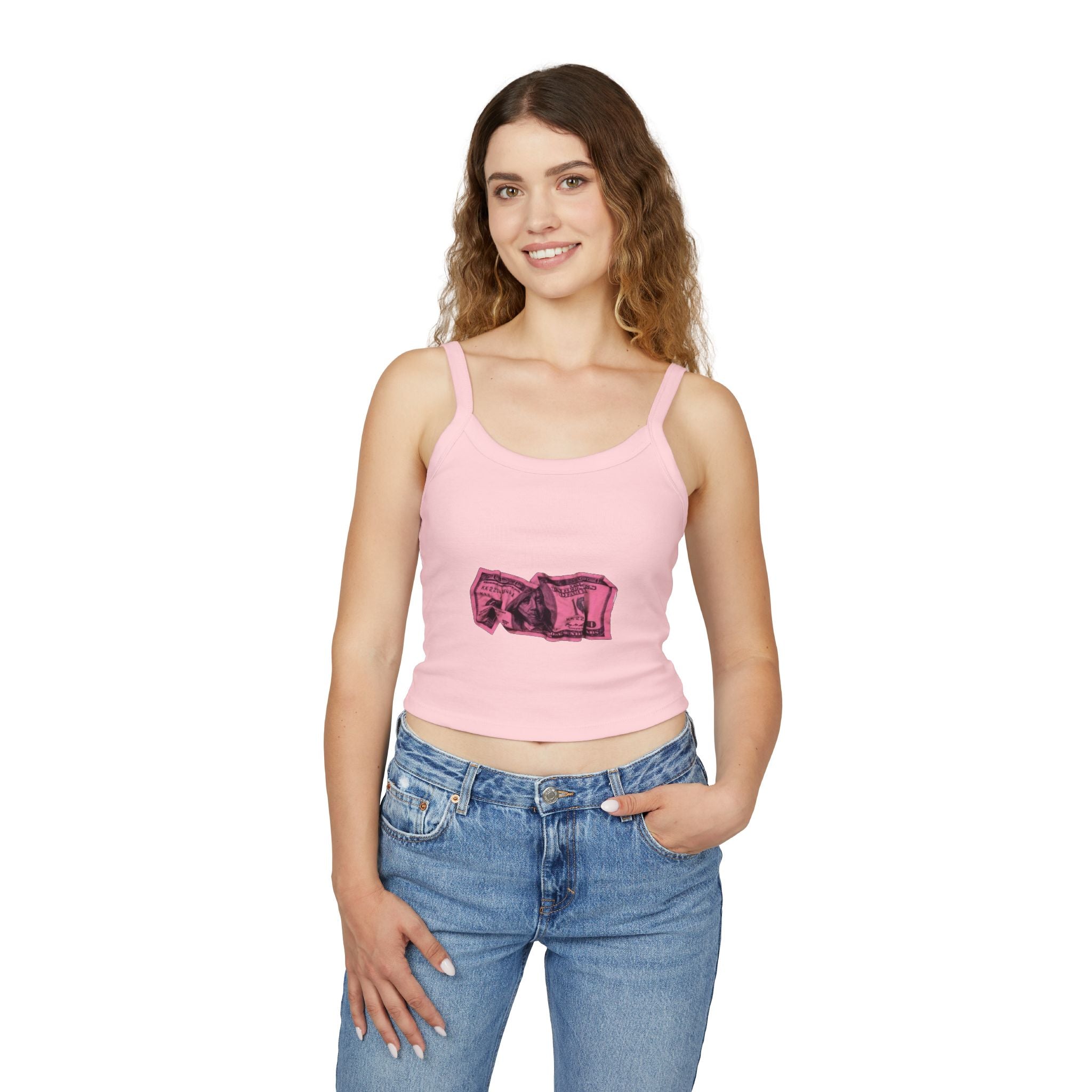 Top corto canotta rosa stropicciata