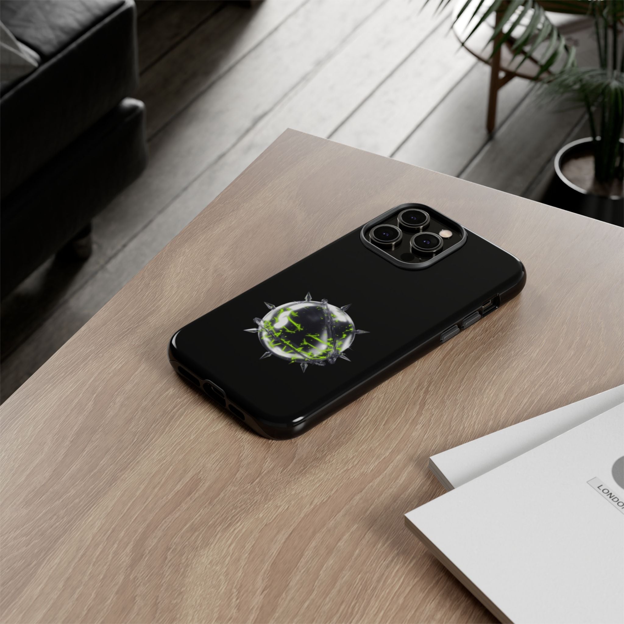 Cover per telefono in metallo verde neon