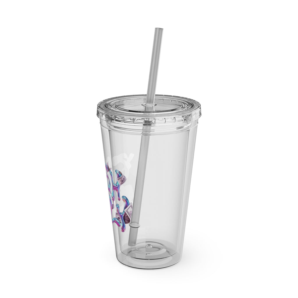 Bicchiere "Solo Contanti" con Cannuccia, 470ml