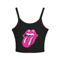 Top crop in jersey brillante con lingue