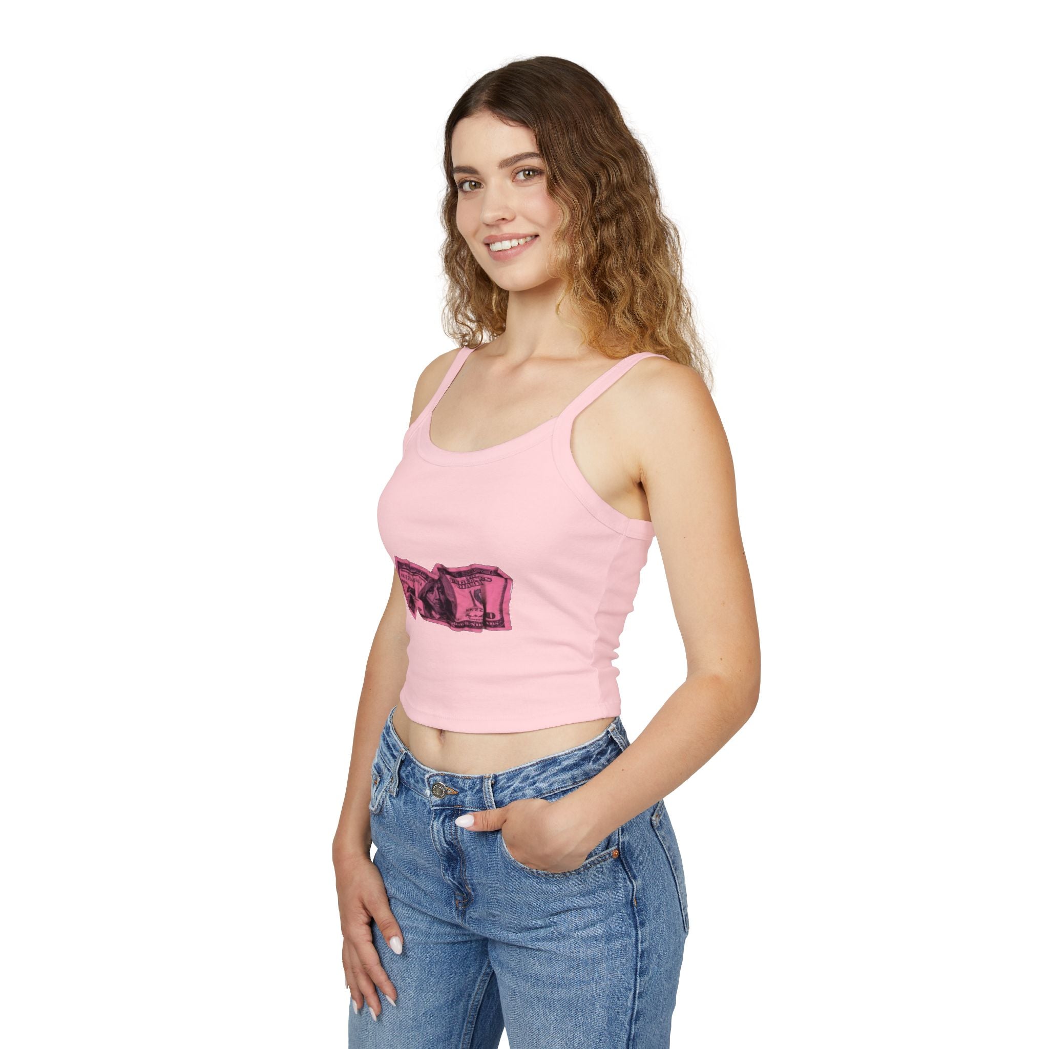 Top corto canotta rosa stropicciata