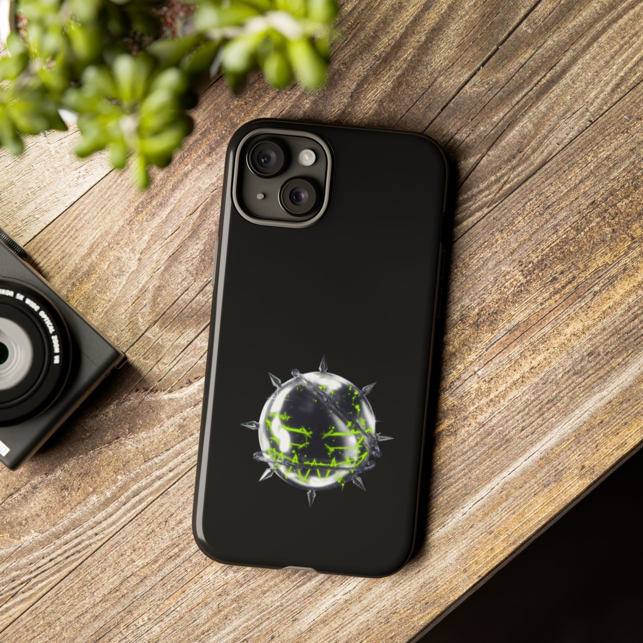Cover per telefono in metallo verde neon