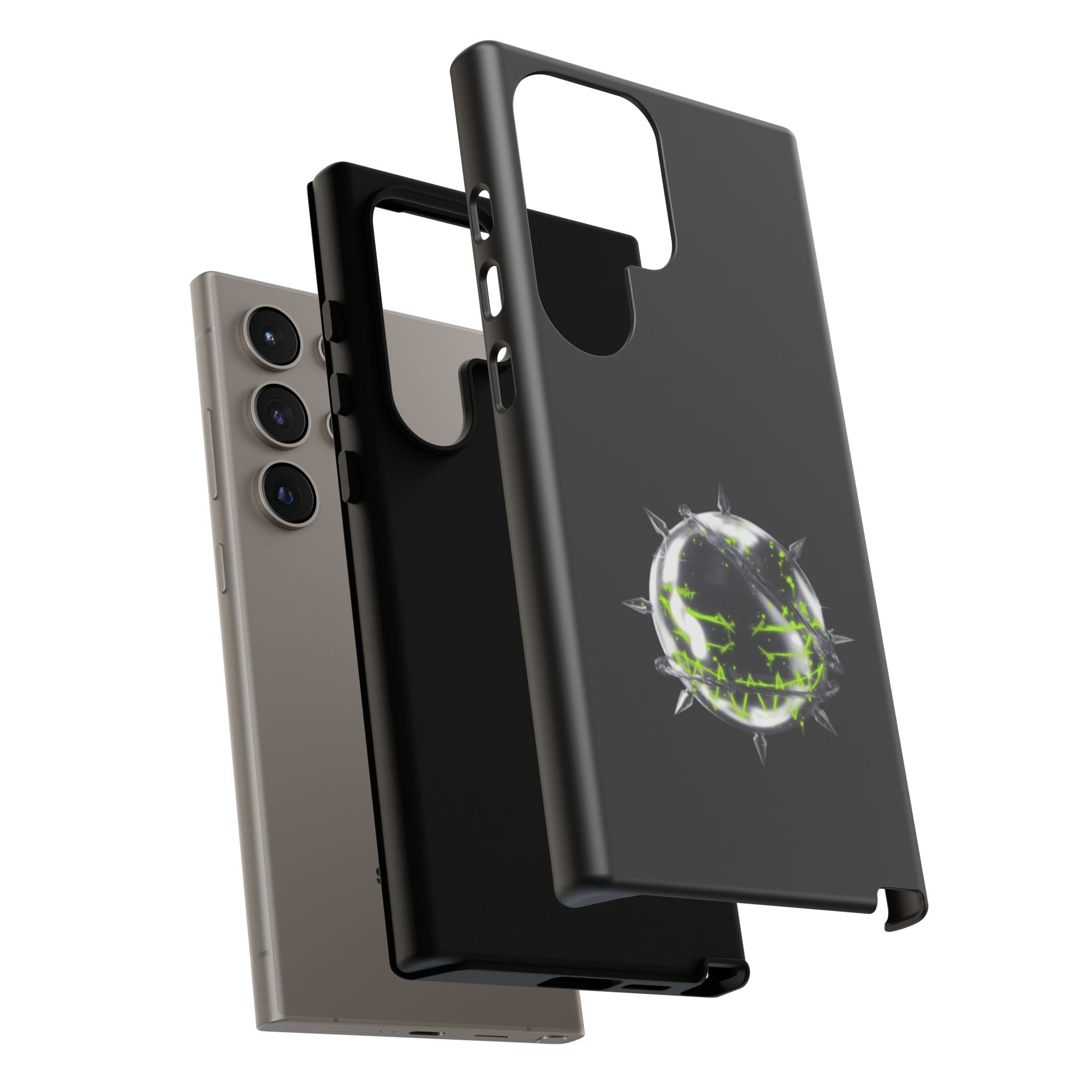 Cover per telefono in metallo verde neon