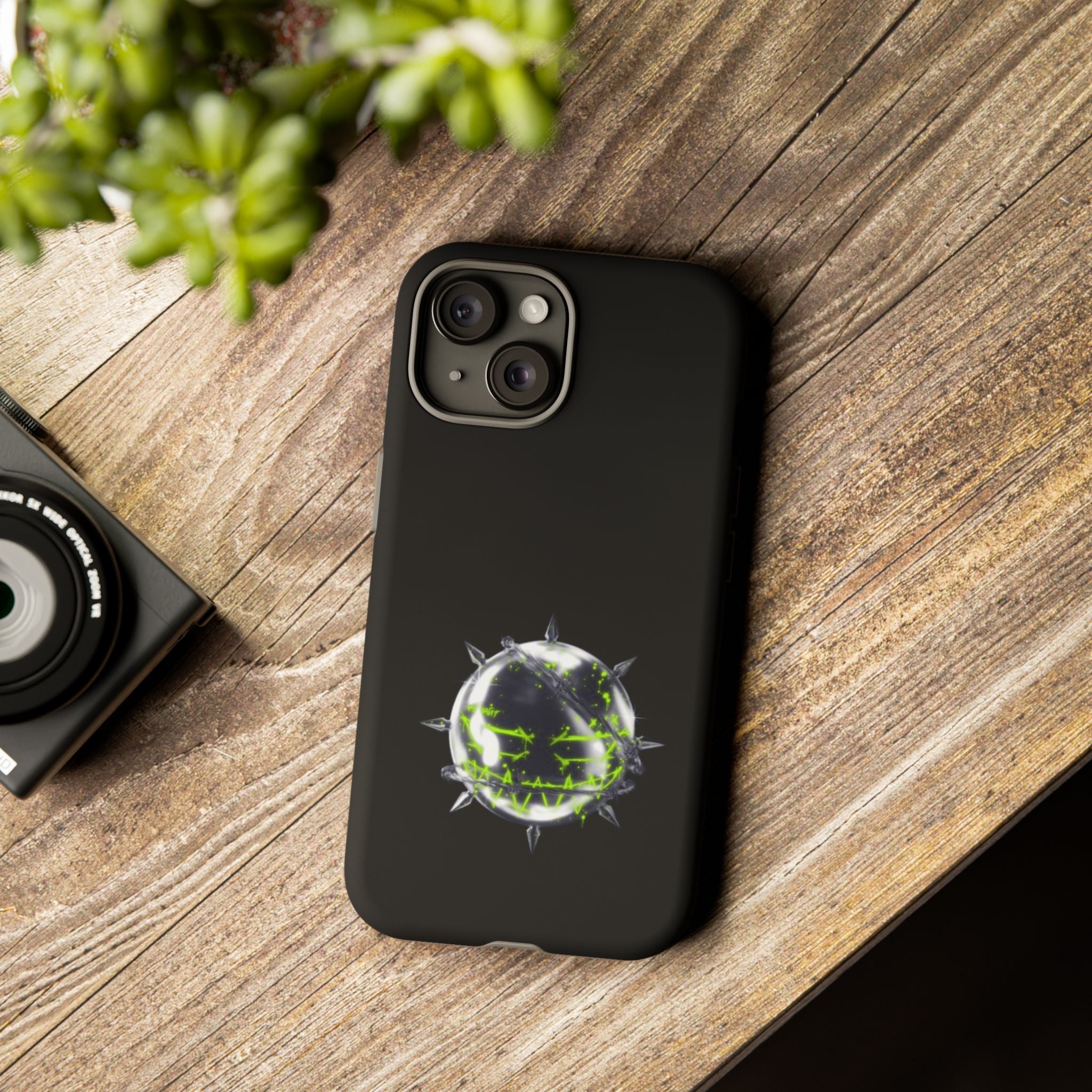Cover per telefono in metallo verde neon