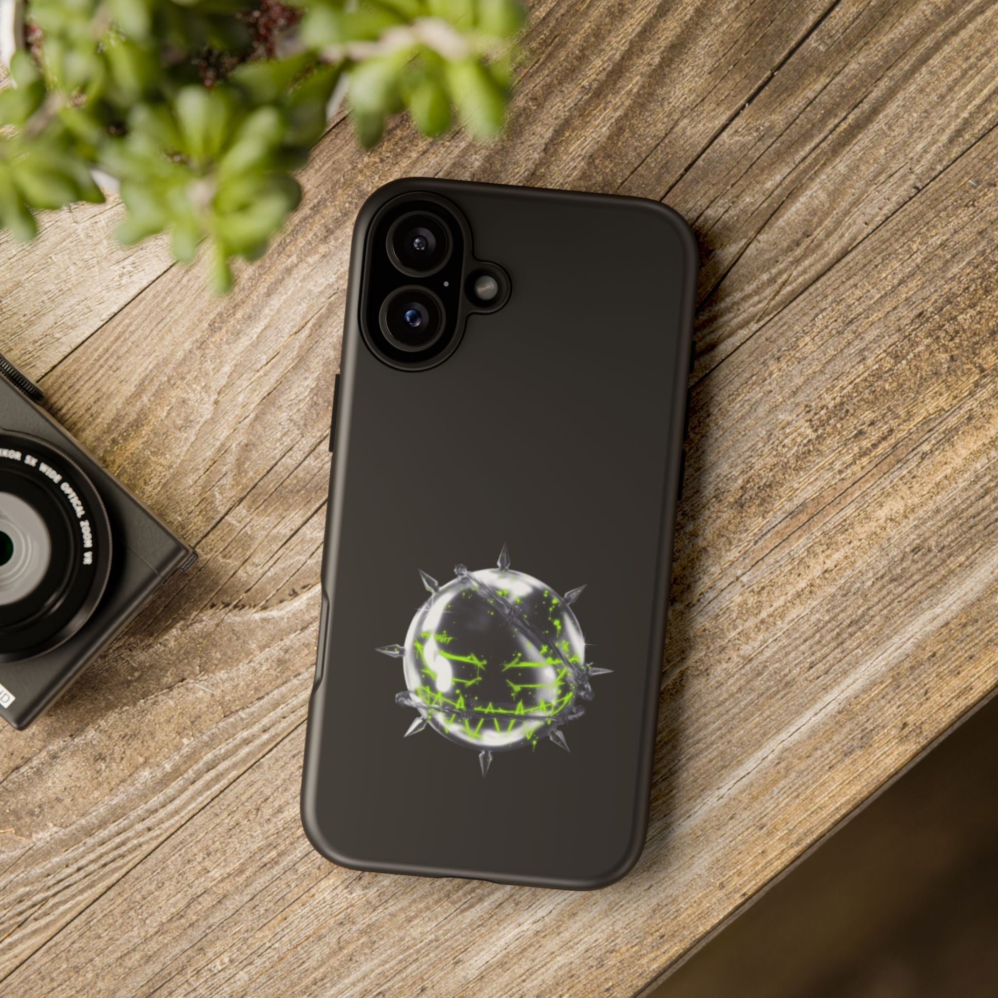 Cover per telefono in metallo verde neon